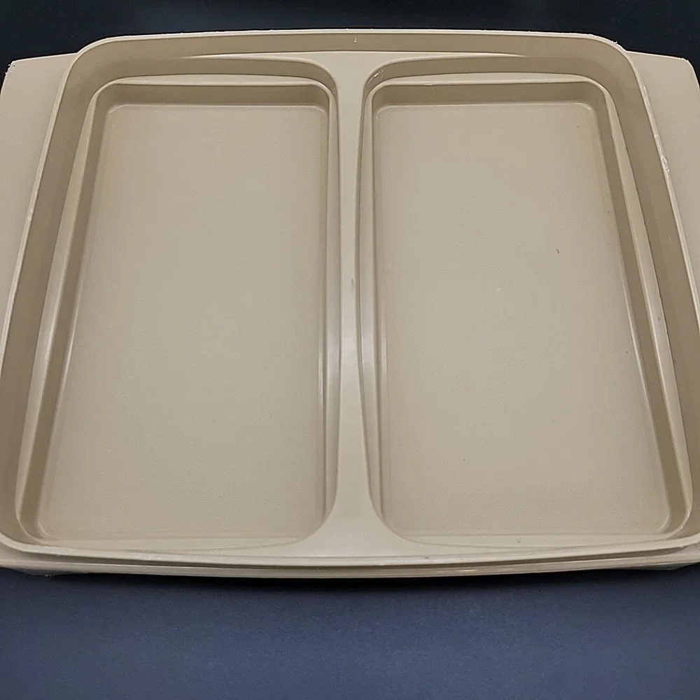 Vintage Tupperware Almond Deviled Eggs‎ Keeper Tray w Lid 723 722